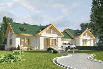  Projekt domu Drozd II z garażem 1-st. bliźniak [A-BL] (WRF1255) - projekt domu parterowego z poddaszem - Zdjęcie 1