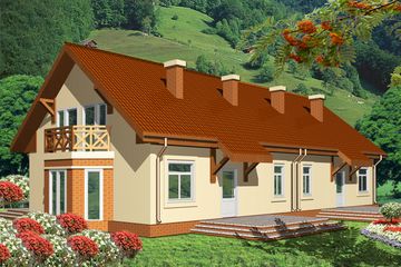  Projekt domu Czapla bez wiaty bliźniak [B-BL] (WRF1260) - projekt domu parterowego z poddaszem - Zdjęcie 1