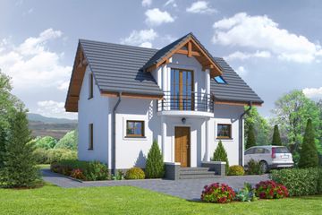  Projekt domu Gródek (KRP1165) - projekt domu parterowego z poddaszem - Zdjęcie 1
