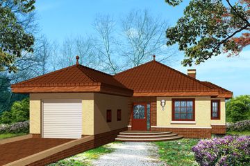  Projekt domu Kruk z garażem 1-st. [A] (WRF1205) - projekt domu parterowego - Zdjęcie 1