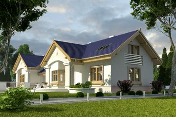  Projekt domu Drozd z garażem 1-st. bliźniak [A-BL] (WRF1267) - projekt domu parterowego z poddaszem - Zdjęcie 1