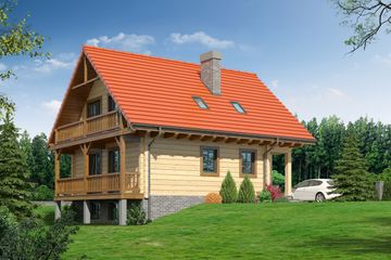 Projekt domu Bartne drewniane (KRP1176) - projekt domu parterowego z poddaszem - Zdjęcie 1
