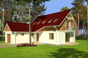  Projekt domu JM 124 (WAO1033) - projekt domu parterowego z poddaszem - Zdjęcie 1