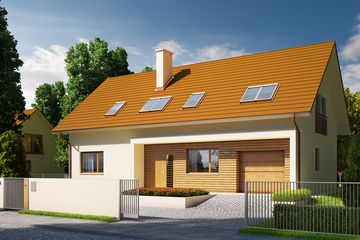  Projekt domu E6 G1 (wersja B) economic (WRC2117) - projekt domu parterowego z poddaszem - Zdjęcie 1