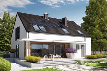  Projekt domu E4 G1 (wersja A) economic (WRC2118) - projekt domu parterowego z poddaszem - Zdjęcie 1