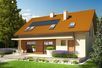  Projekt domu E4 G1 (wersja B) economic (WRC2119) - projekt domu parterowego z poddaszem - Zdjęcie 1