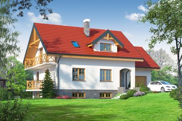  Projekt domu Osiek nowy 9 (KRP1016) - projekt domu parterowego z poddaszem - Zdjęcie 1