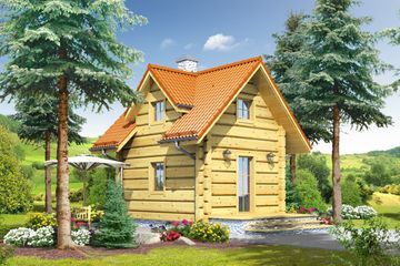  Projekt domu letniskowego Gajowo + poddasze (KRP1017) - projekt domu parterowego z poddaszem - Zdjęcie 1