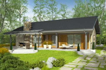 Projekt domu Selena II G1 - parterowy dom o powierzchni 107,91 m², dach dwuspadowy, koszt budowy 330 000 zł - ujęcie frontu