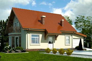  Projekt domu Czapla z garażem 1-st. [A1] (WRF1233) - projekt domu parterowego z poddaszem - Zdjęcie 1