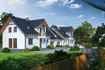  Projekt domu Mirów 8 bliźniak (KRP1031) - projekt domu parterowego z poddaszem - Zdjęcie 1