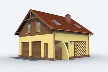  Projekt garażu GM1 garaż z częścią mieszkalną (SLN1369) - projekt garażu parterowego z poddaszem - Zdjęcie 1