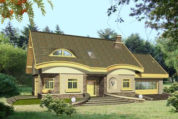  Projekt domu Jemiołuszka z garażem 2-st. [A1] (WRF1215) - projekt domu parterowego z poddaszem - Zdjęcie 1