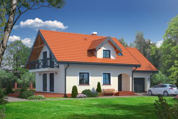  Projekt domu Osiek nowy plus (KRP1007) - projekt domu parterowego z poddaszem - Zdjęcie 1