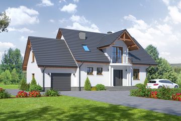  Projekt domu Jaworowo (KRP1011) - projekt domu parterowego z poddaszem - Zdjęcie 1