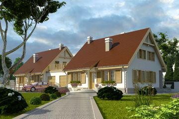  Projekt domu Bażant z garażem 1-st. bliźniak [A-BL] (WRF1222) - projekt domu parterowego z poddaszem - Zdjęcie 1