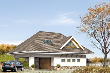  Projekt garażu G14 (BSA1513) - projekt garażu parterowego z poddaszem - Zdjęcie 1