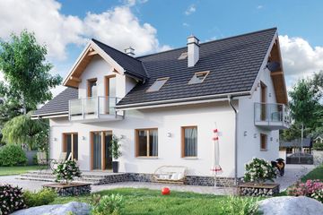  Projekt domu Pola - murowana – beton komórkowy (KRD1928) - projekt domu parterowego z poddaszem - Zdjęcie 1