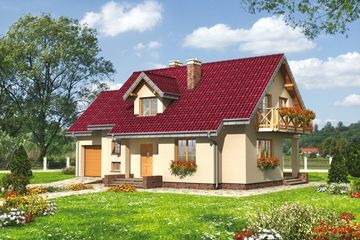  Projekt domu Prymulka Bona - murowana – beton komórkowy (KRD1930) - projekt domu parterowego z poddaszem - Zdjęcie 1