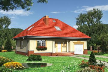  Projekt domu Wiślan Lux - murowana – ceramika (KRD1933) - projekt domu parterowego z poddaszem - Zdjęcie 1