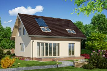  Projekt domu Smolik Eko - murowana – beton komórkowy (KRD1938) - projekt domu parterowego z poddaszem - Zdjęcie 1