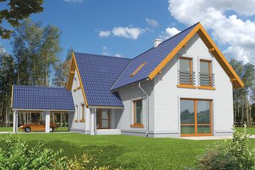  Projekt domu Halszka (z wiatą) (WRC1615) - projekt domu parterowego z poddaszem - Zdjęcie 1