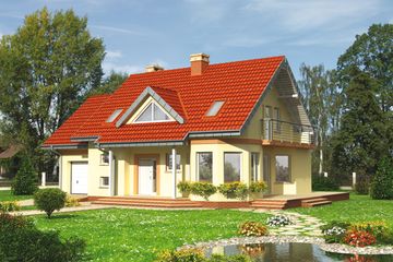  Projekt domu Maja Polo - murowana – beton komórkowy (KRD1941) - projekt domu parterowego z poddaszem - Zdjęcie 1