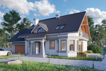  Projekt domu Maja Lux G2 - murowana – beton komórkowy (KRD1943) - projekt domu parterowego z poddaszem - Zdjęcie 1