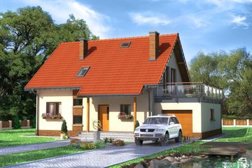  Projekt domu Drozd Neo - murowana – beton komórkowy (KRD1950) - projekt domu parterowego z poddaszem - Zdjęcie 1