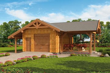  Projekt budynku gospodarczego G53 budynek gospodarczy z bali drewnianych (SLN2024) - projekt budynku parterowego - Zdjęcie 1