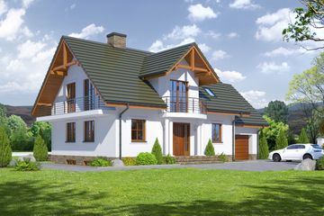  Projekt domu Jaworowo 9k (KRP1040) - projekt domu parterowego z poddaszem - Zdjęcie 1