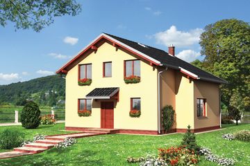  Projekt domu Meduza - szkielet drewniany prefabryk. (KRD2005) - projekt domu parterowego z poddaszem - Zdjęcie 1