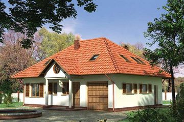  Projekt domu Mały Dworek - szkielet drewniany lekki (KRD2009) - projekt domu parterowego z poddaszem - Zdjęcie 1
