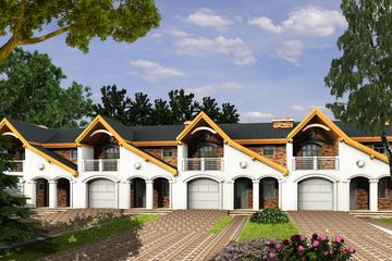  Projekt domu Zięba z garażem 1-st. szeregówka (WRF1358) - projekt domu parterowego z poddaszem - Zdjęcie 1