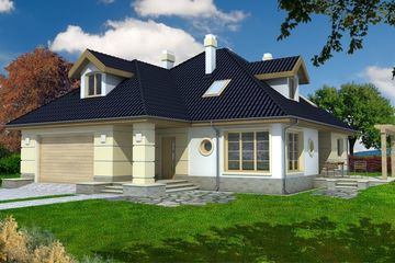  Projekt domu Aksamit A (WRD1248) - projekt domu parterowego z poddaszem - Zdjęcie 1