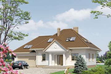  Projekt domu Szafran 3 (BSA1384) - projekt domu parterowego z poddaszem - Zdjęcie 1