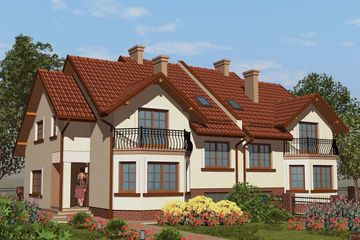 Projekt domu APS 051 - parterowy z poddaszem dom o powierzchni 156 m², dach dwuspadowy - ujęcie frontu