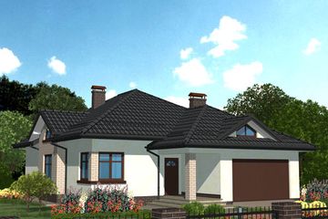 Projekt domu APS 054 - parterowy dom o powierzchni 118,90 m², dach kopertowy - ujęcie frontu