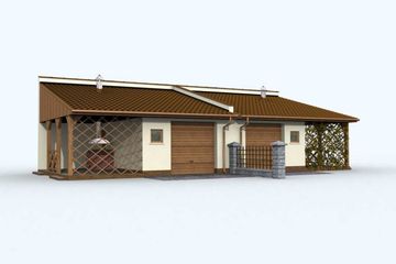 Projekt budynku gospodarczego G83 budynek gospodarczy - parterowy dom o powierzchni 43,70 m², dach jednospadowy, koszt budowy 42 512 zł - ujęcie frontu