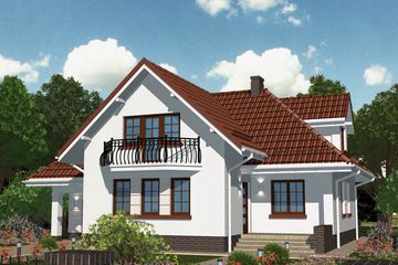 Projekt domu APS 062 - parterowy z poddaszem dom o powierzchni 168,10 m², dach wielospadowy, koszt budowy 462 000 zł - ujęcie frontu