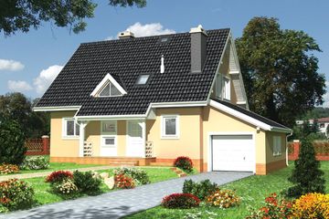  Projekt domu Ewa z piwnicą - murowana – beton komórkowy (KRD1613) - projekt domu parterowego z poddaszem - Zdjęcie 1