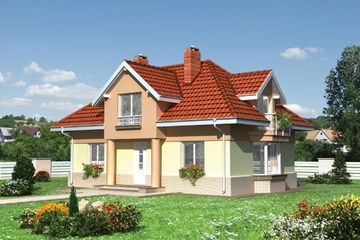  Projekt domu Roksana - murowana – beton komórkowy (KRD1617) - projekt domu parterowego z poddaszem - Zdjęcie 1