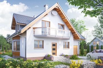  Projekt domu Kaja - murowana – beton komórkowy (KRD1619) - projekt domu parterowego z poddaszem - Zdjęcie 1