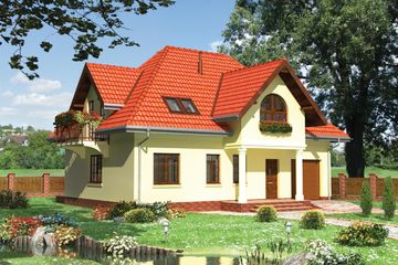  Projekt domu Halszka - murowana – beton komórkowy (KRD1631) - projekt domu parterowego z poddaszem - Zdjęcie 1