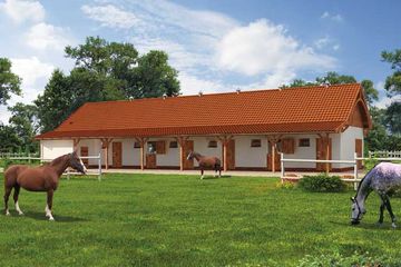  Projekt stajni S36 Stajnia angielska dla koni - 6 boksów (SLN1695) - projekt stajni parterowego - Zdjęcie 1