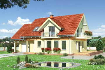  Projekt domu Pigwa - murowana – beton komórkowy (KRD1633) - projekt domu parterowego z poddaszem - Zdjęcie 1