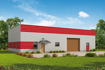  Projekt garażu G238 garażu / magazyn z pomieszczeniami gospodarczymi (SLN1702) - projekt garażu parterowego - Zdjęcie 1