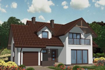 Projekt domu APS 076 - parterowy z poddaszem dom o powierzchni 143,30 m², dach dwuspadowy, koszt budowy 380 000 zł - ujęcie frontu