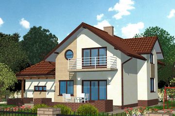 Projekt domu APS 080 - parterowy z poddaszem dom o powierzchni 150,20 m², dach dwuspadowy - ujęcie frontu