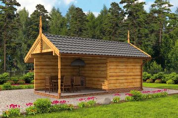  Projekt budynku gospodarczego G52 budynek gospodarczy z bali drewnianych bez bramy (SLN1715) - projekt budynku parterowego - Zdjęcie 1